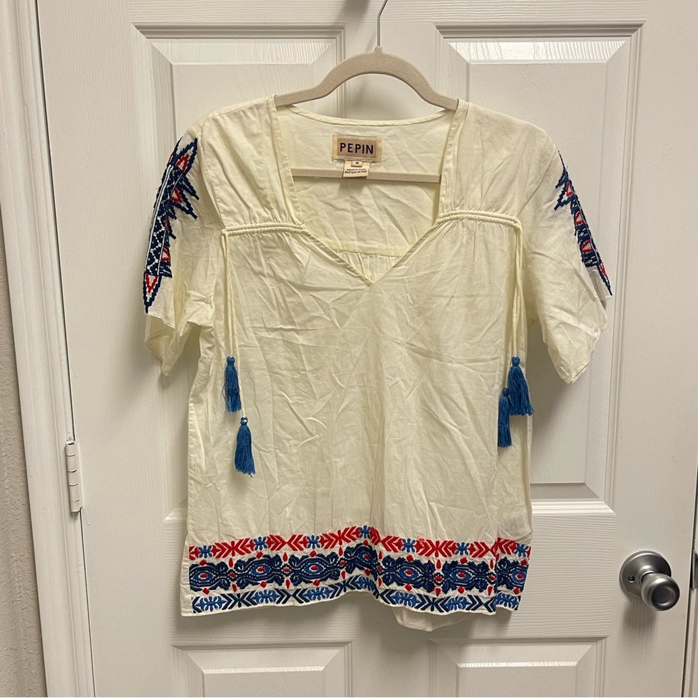 Pepin Cream Embroidered Blouse